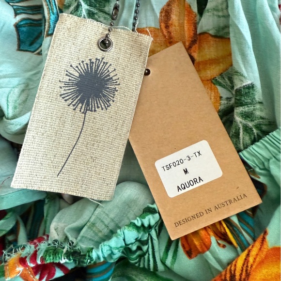 Label OF Love Anthropologie Green Tiered Maxi Dress with Flutter Sleeves medium - Picture 8 of 12